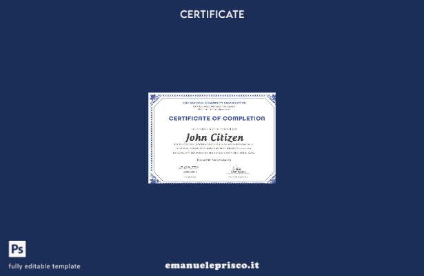 Modello di certificato di completamento USA in stile verificato in formato Wor 1